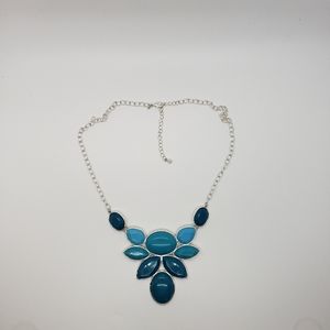 Vintage Blue Cabochons Statement Necklace